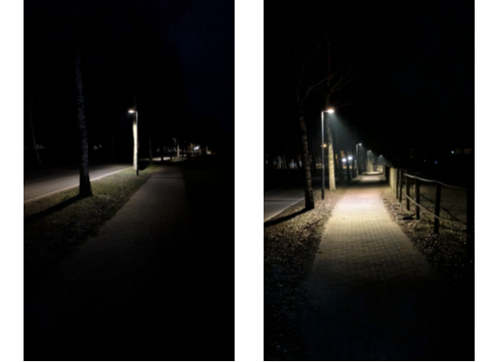 Borsteler Dorfstrasse Beleuchtung vorher und nachher